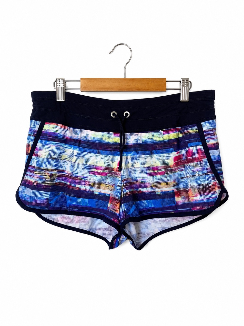 Athleta Navy Multicolor Printed Athletic Shorts